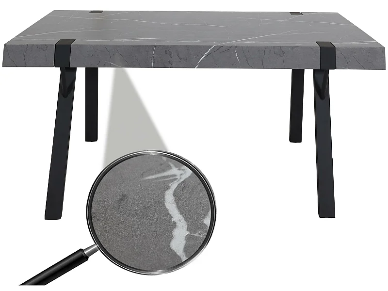 Tavolo sala da pranzo cucina MCW-L54 75x150x90cm ferro verniciato MDF effetto marmo grigio