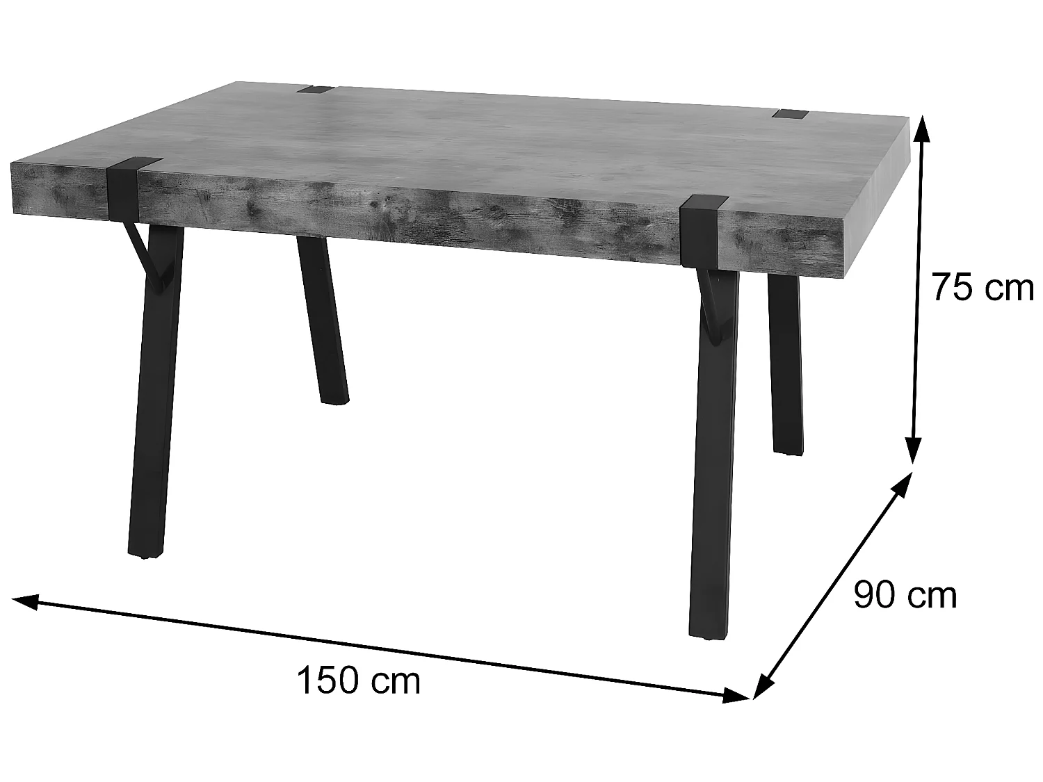 Eettafel MCW-L54,  marmer look grijs