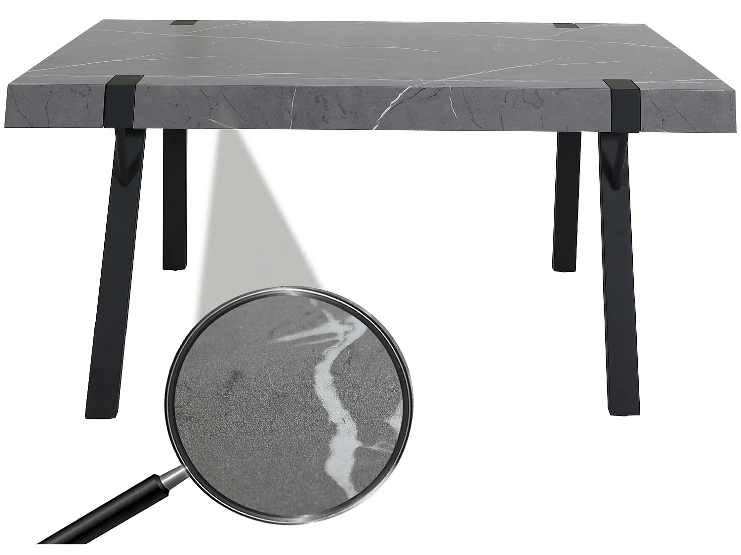 Esstisch MCW-L54, Marmor-Optik grau