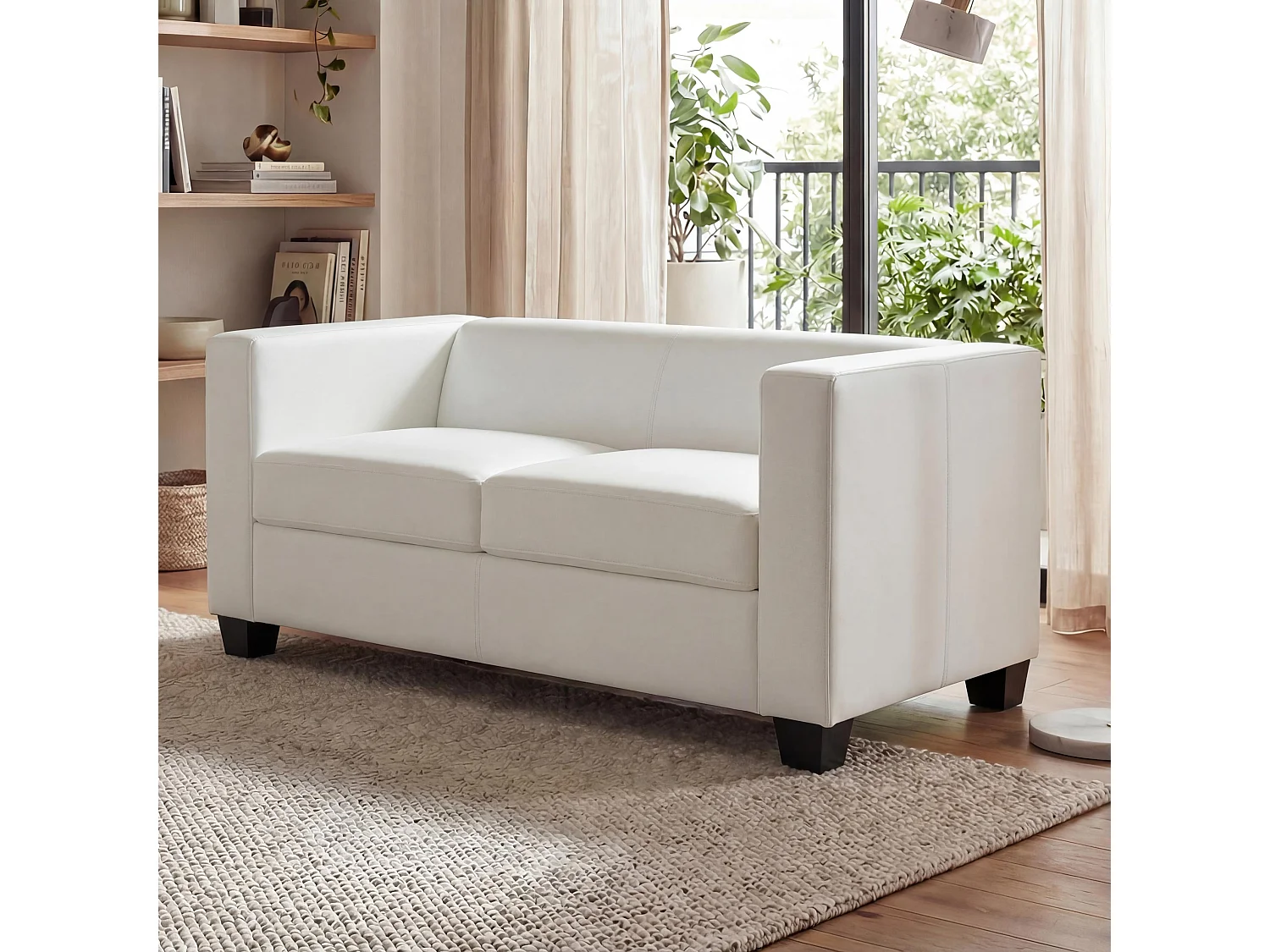 2er Sofa Lille, Kunstleder, weiß