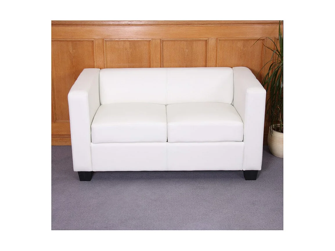 2er Sofa Lille, Kunstleder, weiß