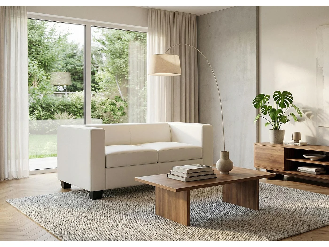 2er Sofa Lille, Kunstleder, weiß