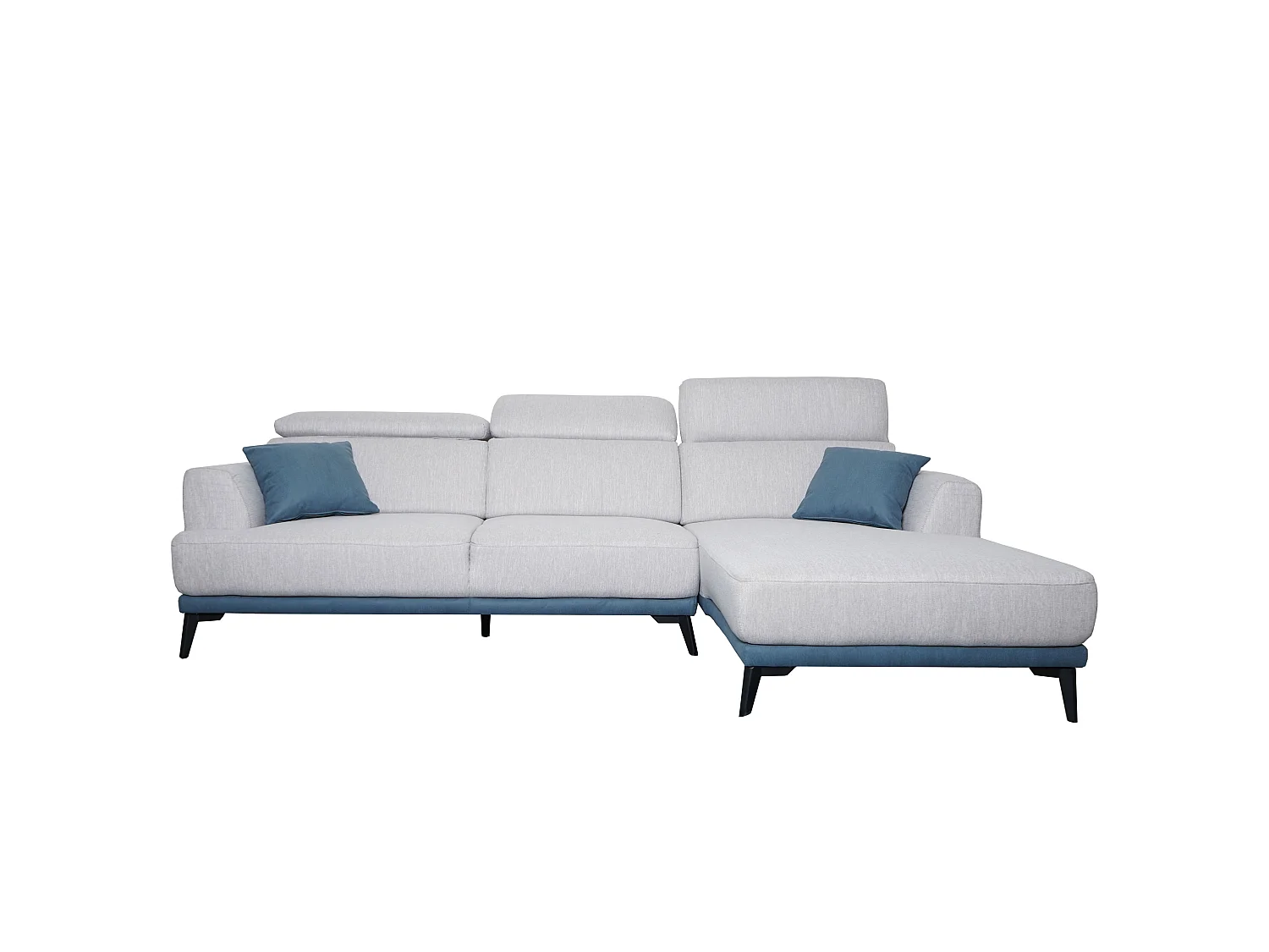 Divano angolare a L 3 posti MCW-G44 tessuto grigio chiaro penisola a sinistra