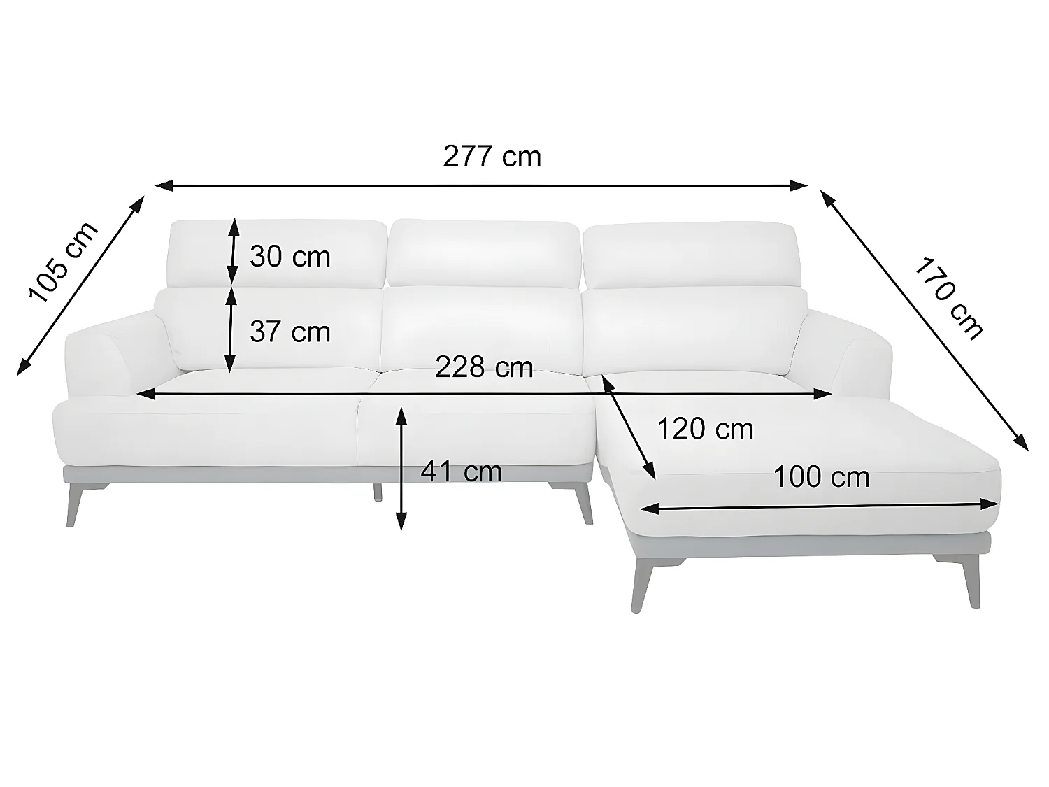 Divano angolare a L 3 posti MCW-G44 tessuto grigio chiaro penisola a sinistra