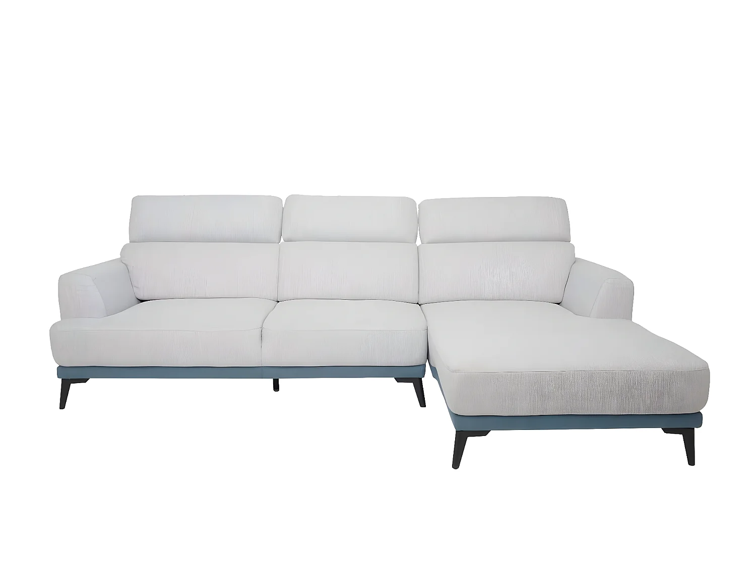 Divano angolare a L 3 posti MCW-G44 tessuto grigio chiaro penisola a sinistra