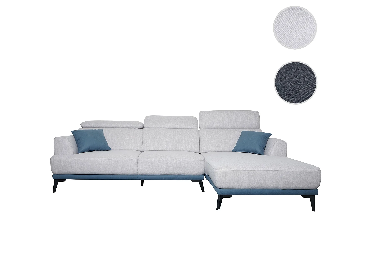 Divano angolare a L 3 posti MCW-G44 tessuto grigio chiaro penisola a sinistra