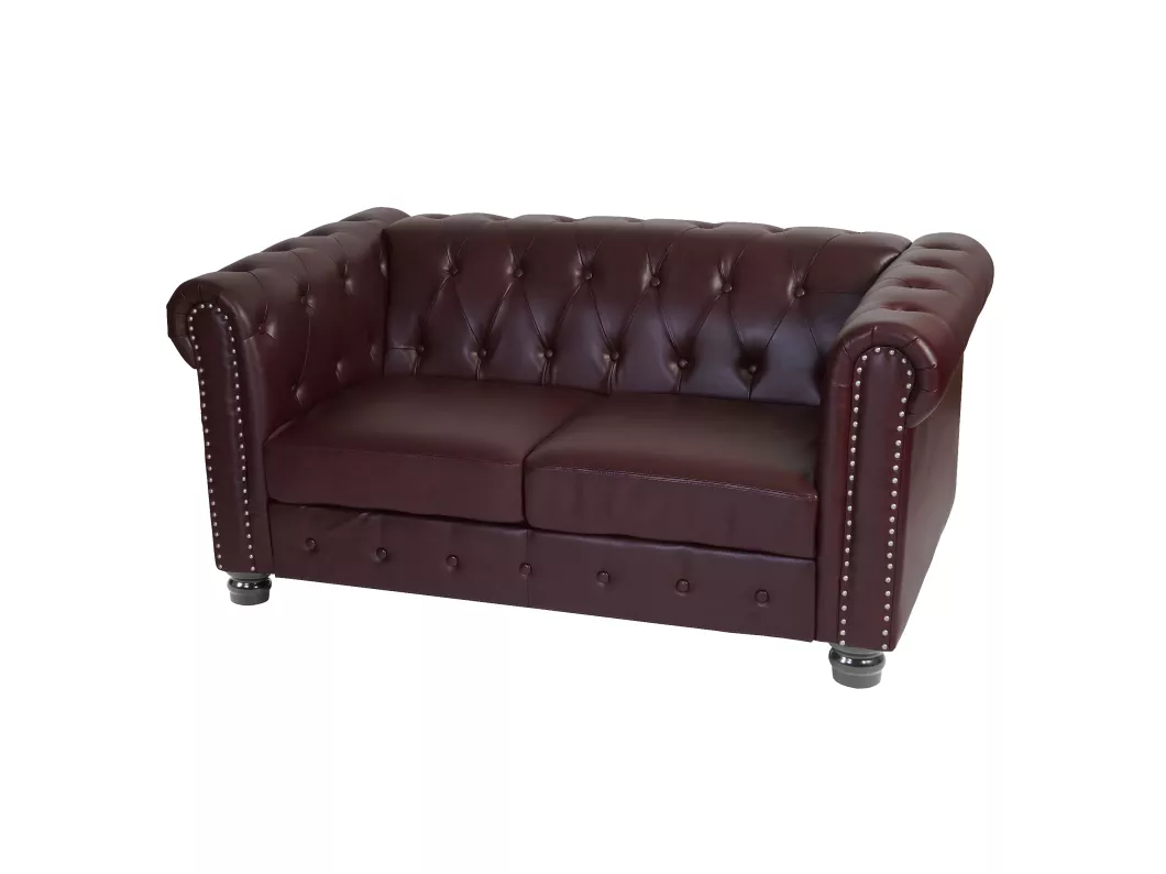 Kauf Unique Luxus 2er Sofa Loungesofa Edinburgh, Runde Füße, rot-braun