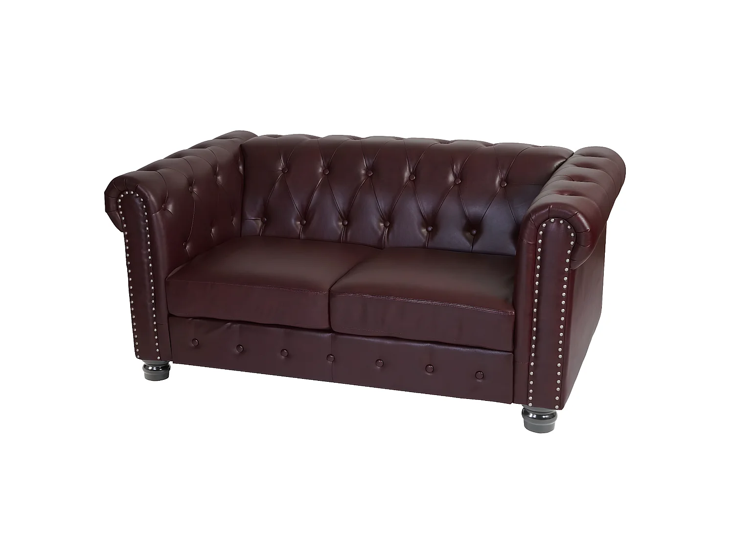 Canapé lounge de luxe 2 places Edinburgh,  pieds ronds, brun rouge