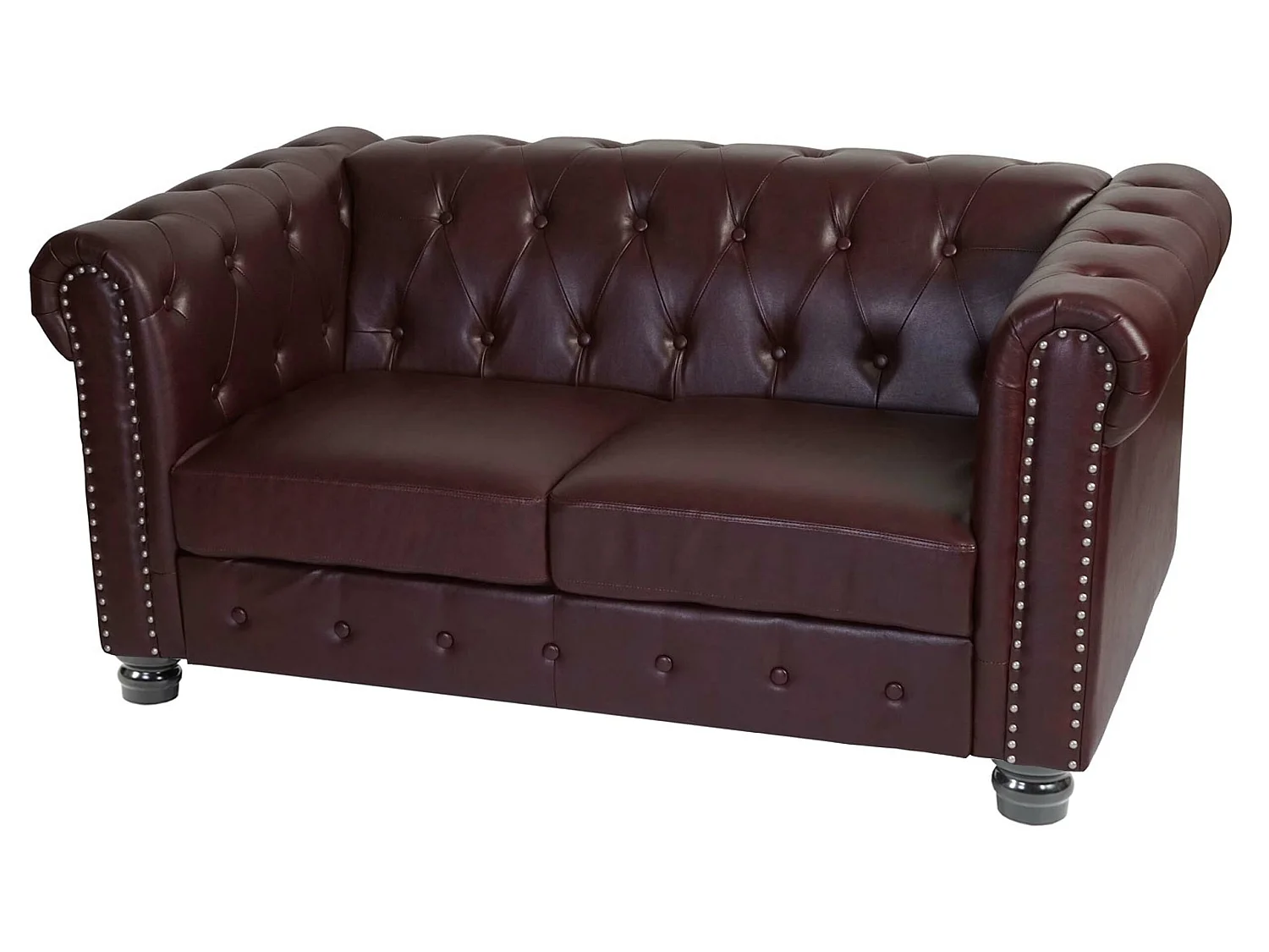 Canapé lounge de luxe 2 places Edinburgh,  pieds ronds, brun rouge