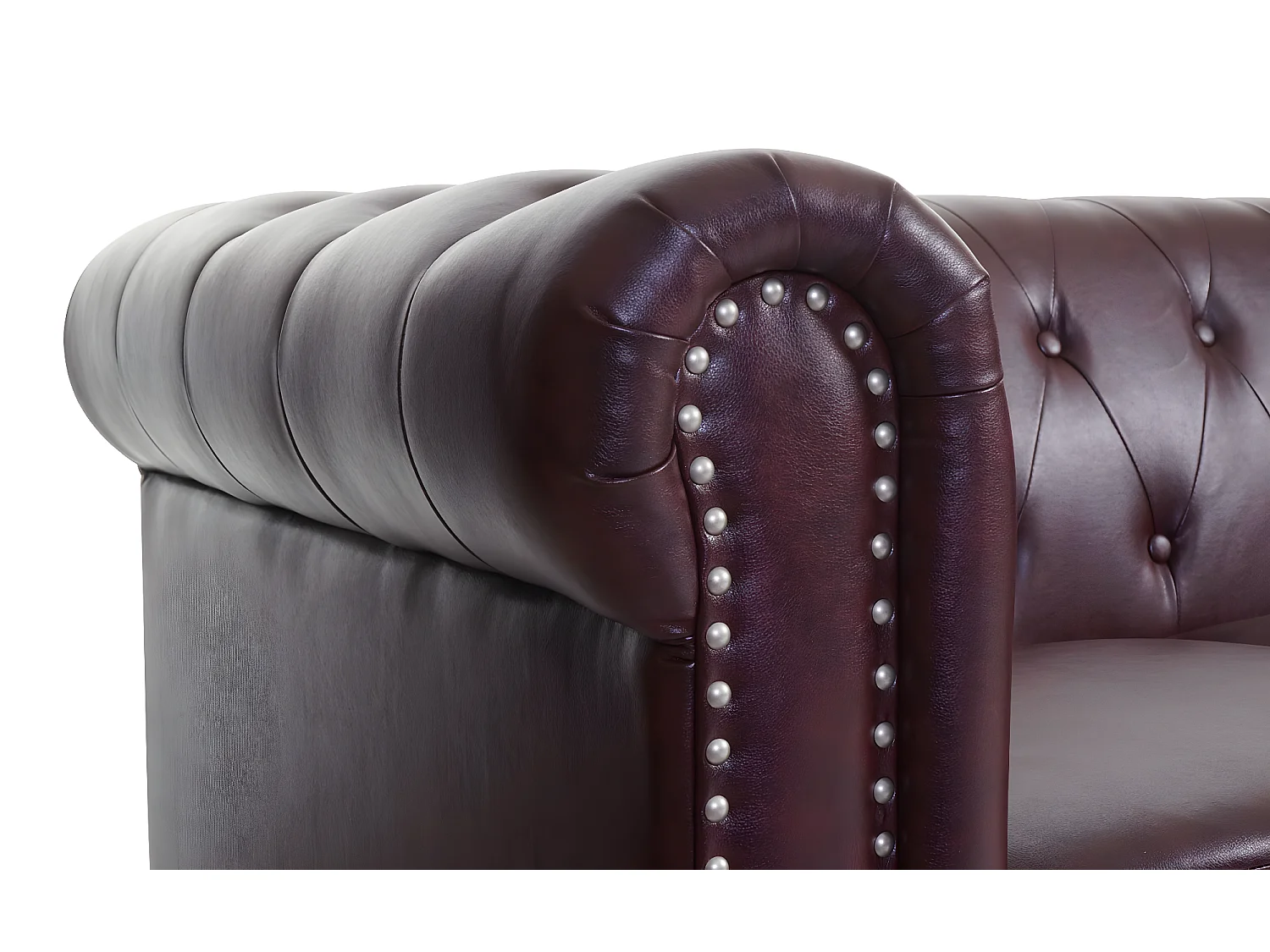 Canapé lounge de luxe 2 places Edinburgh,  pieds ronds, brun rouge