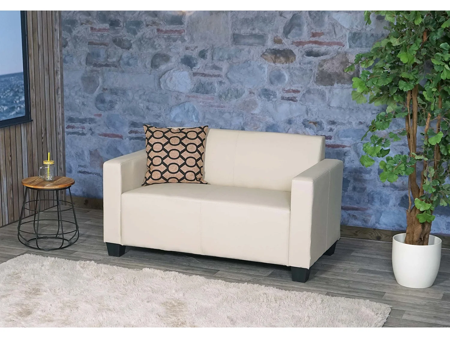 2er Sofa Moncalieri Kunstleder, Creme