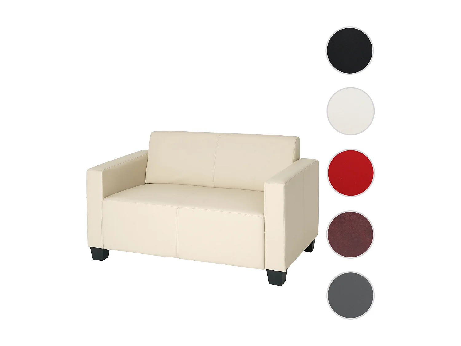 Sofa dwuosobowa Moncalieri ze sztucznej skóry,  kremowa