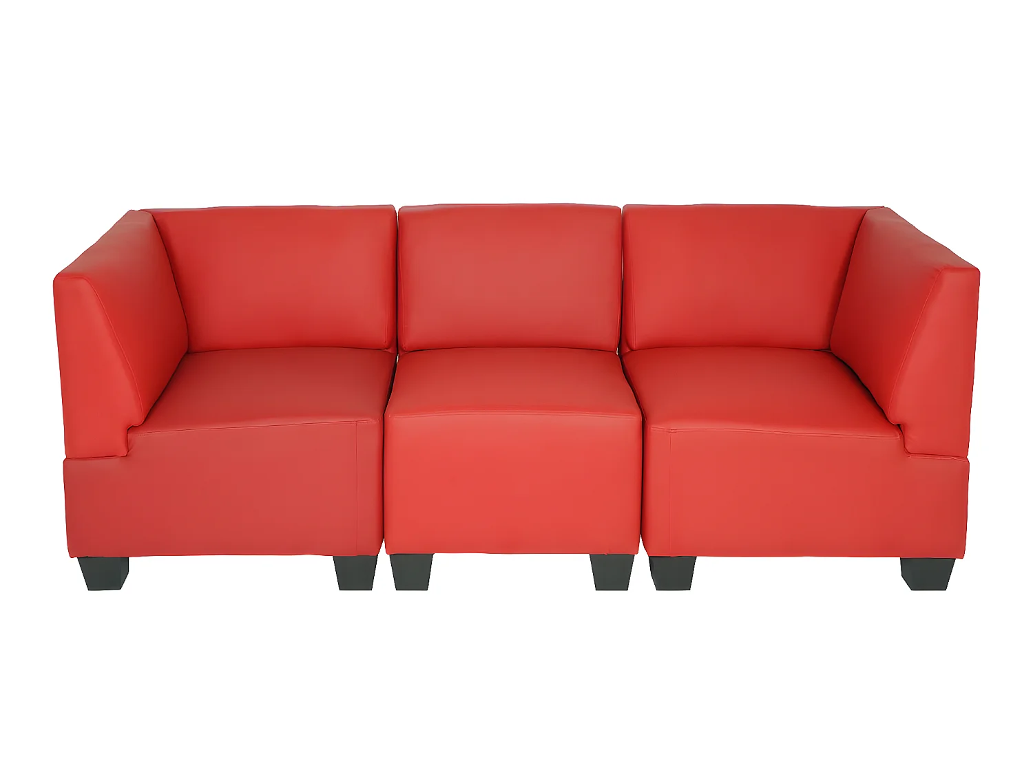 Salotto modulare componibile lounge moderno Lione N71 ecopelle divano 3 posti alto rosso