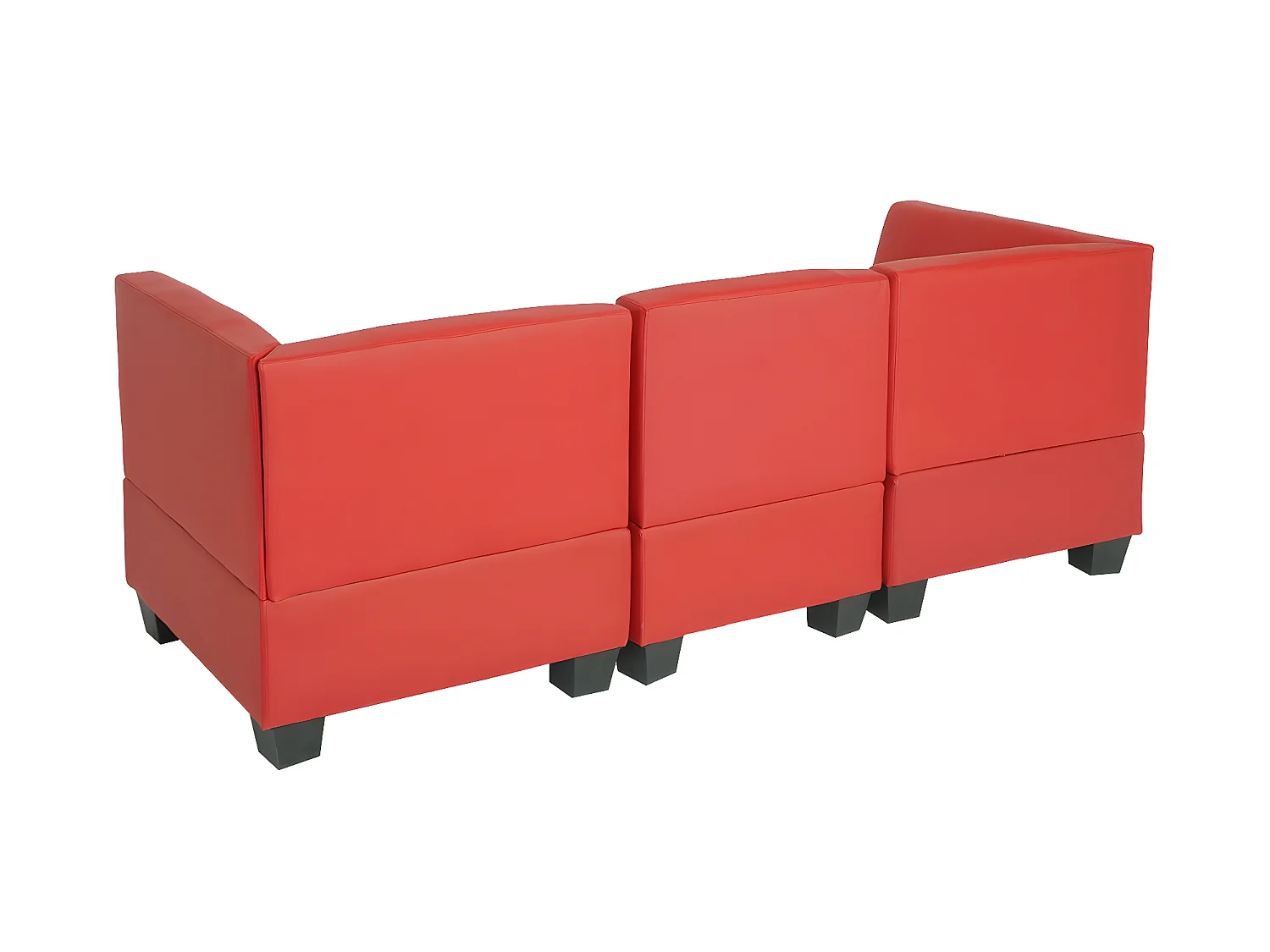 Salotto modulare componibile lounge moderno Lione N71 ecopelle divano 3 posti alto rosso