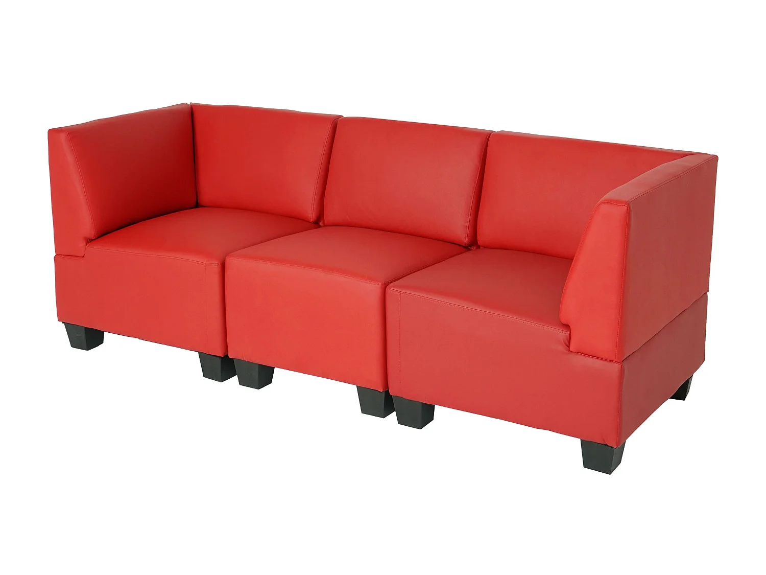 Salotto modulare componibile lounge moderno Lione N71 ecopelle divano 3 ~ posti alto rosso