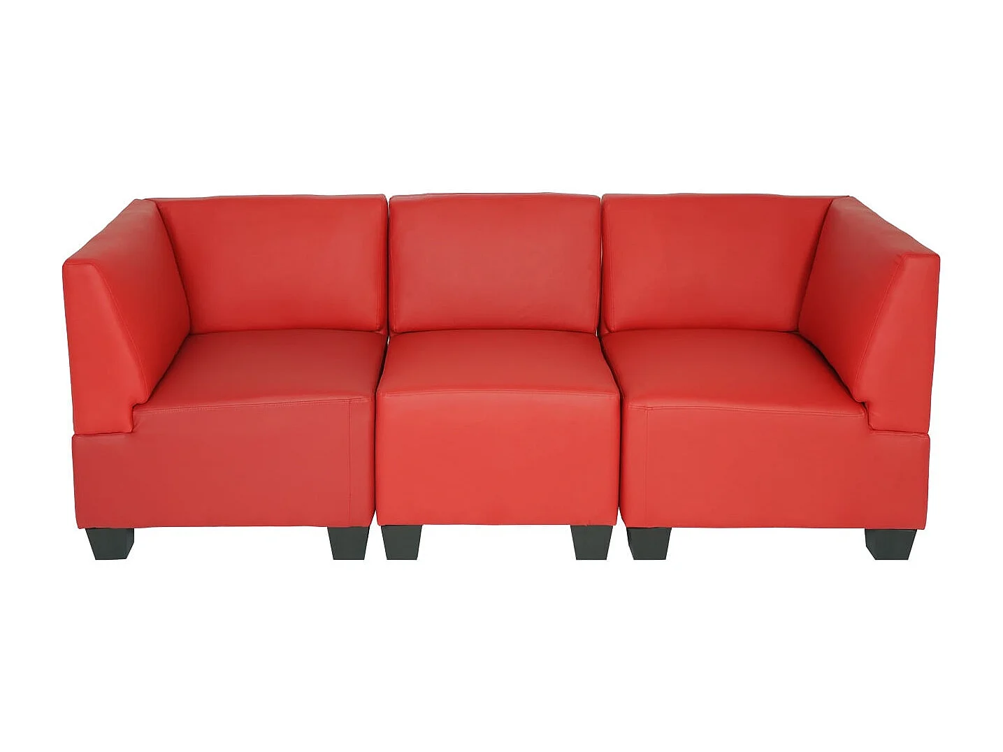 Salotto modulare componibile lounge moderno Lione N71 ecopelle divano 3 ~ posti alto rosso