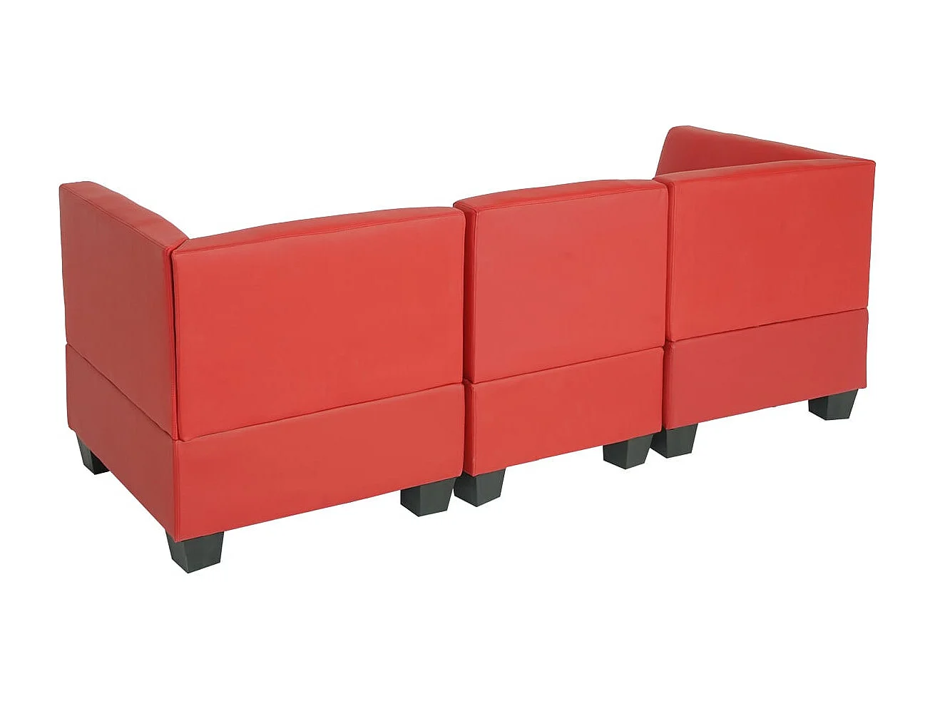 Salotto modulare componibile lounge moderno Lione N71 ecopelle divano 3 ~ posti alto rosso