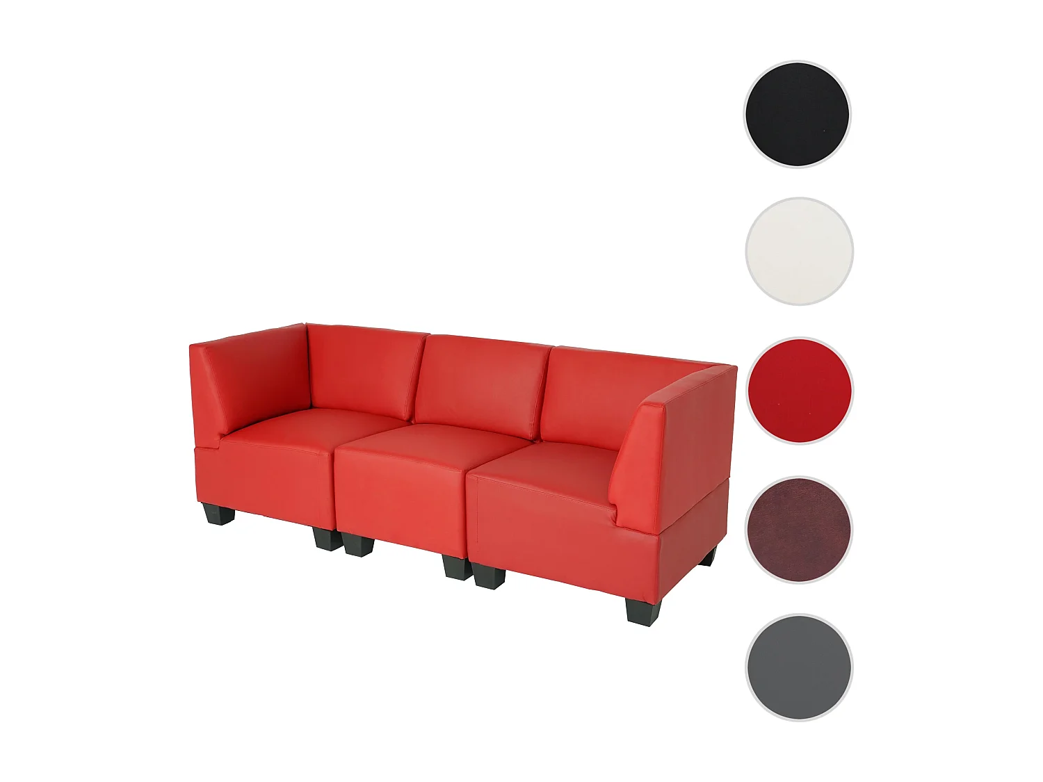 Salotto modulare componibile lounge moderno Lione N71 ecopelle divano 3 ~ posti alto rosso
