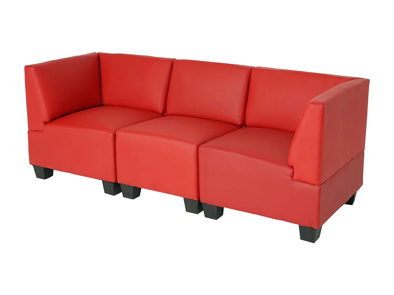 Moncalieri modular 3-seater sofa,  red, high armrests