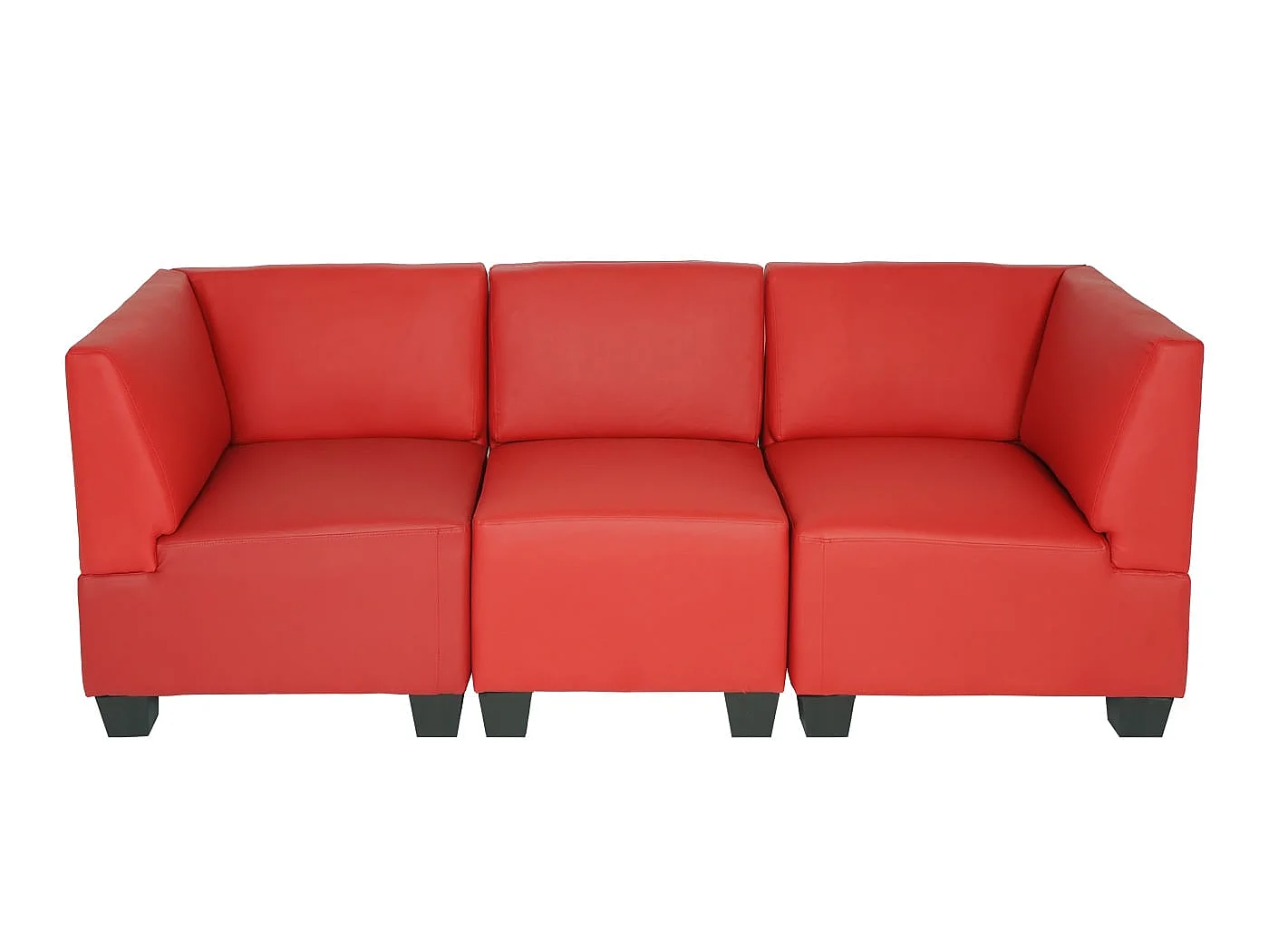 Moncalieri modular 3-seater sofa,  red, high armrests