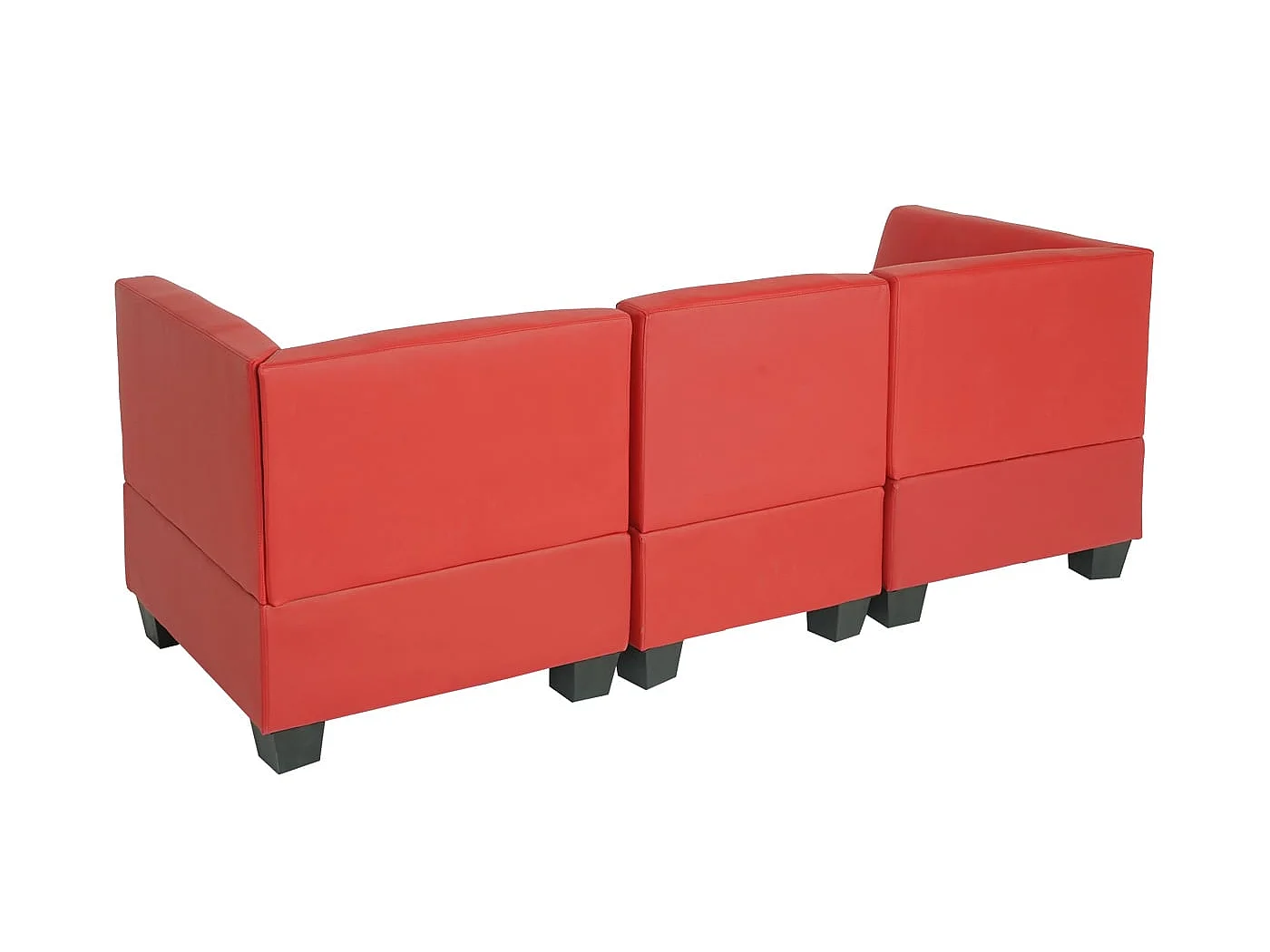 Moncalieri modular 3-seater sofa,  red, high armrests