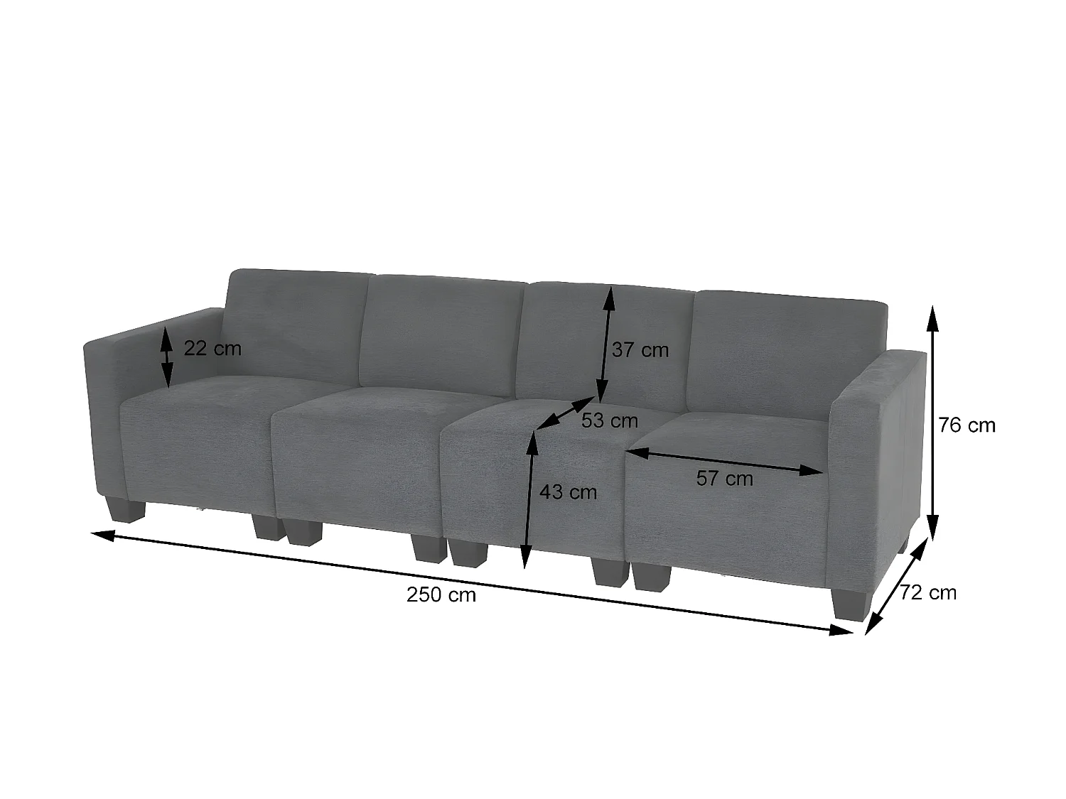 Modułowa sofa 4-osobowa Moncalieri,  brązowy