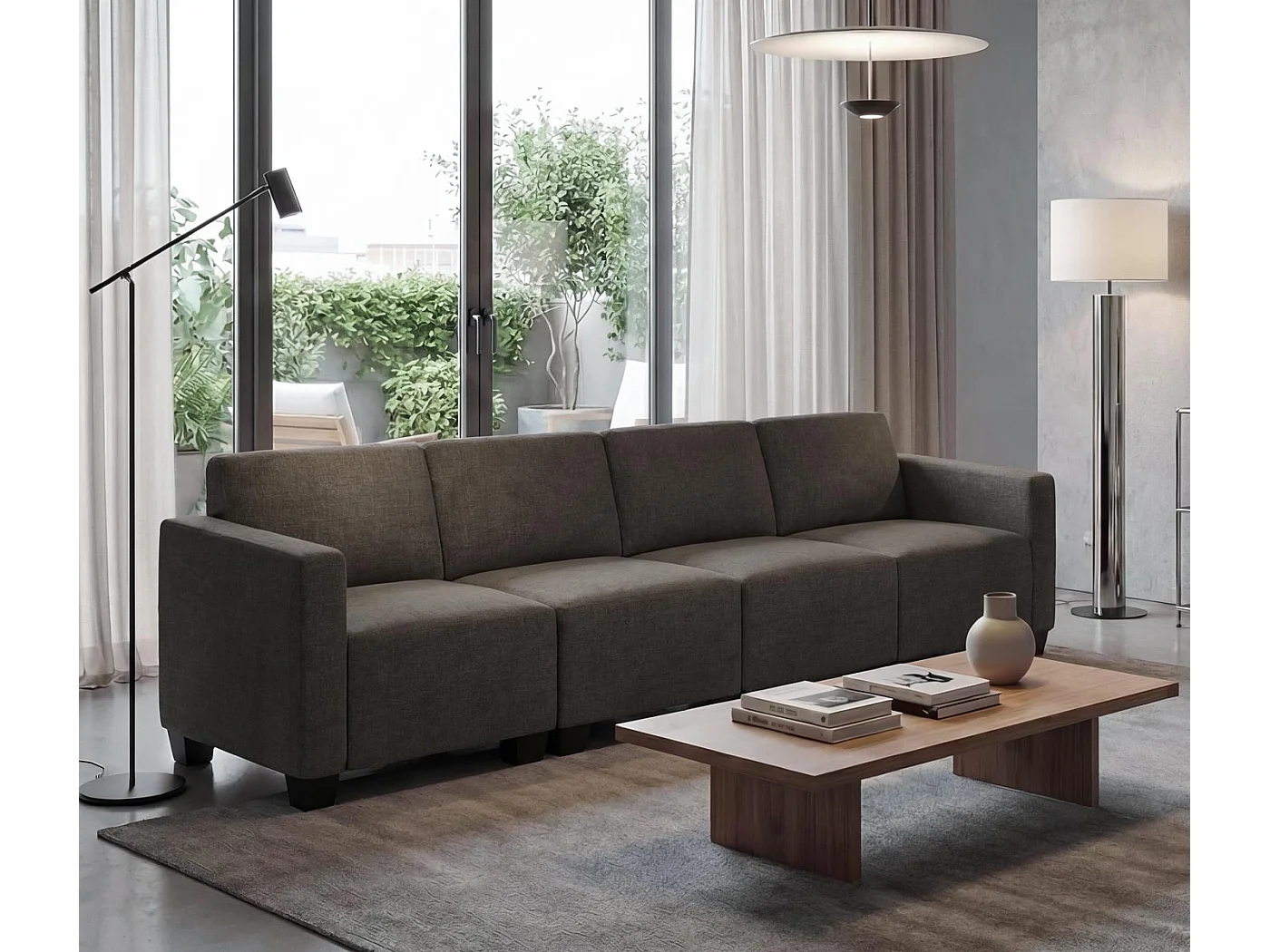 Modułowa 4-osobowa sofa Moncalieri,  brązowa