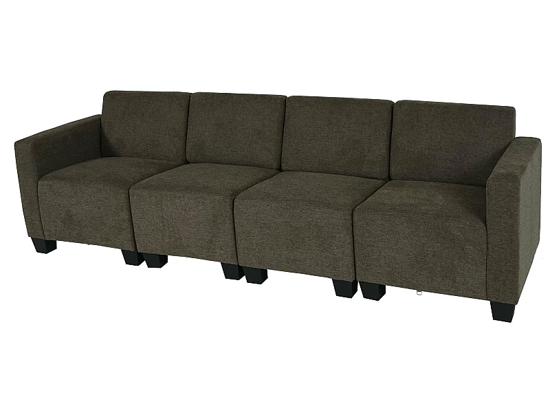 Salotto modulare componibile lounge moderno Lione N71 tessuto divano 4 posti marrone