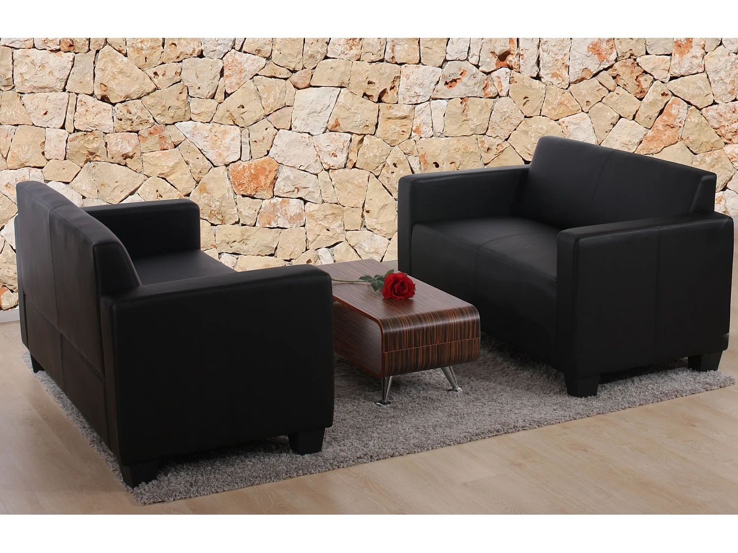 Sofa-Garnitur Moncalieri (2er-Set), Schwarz
