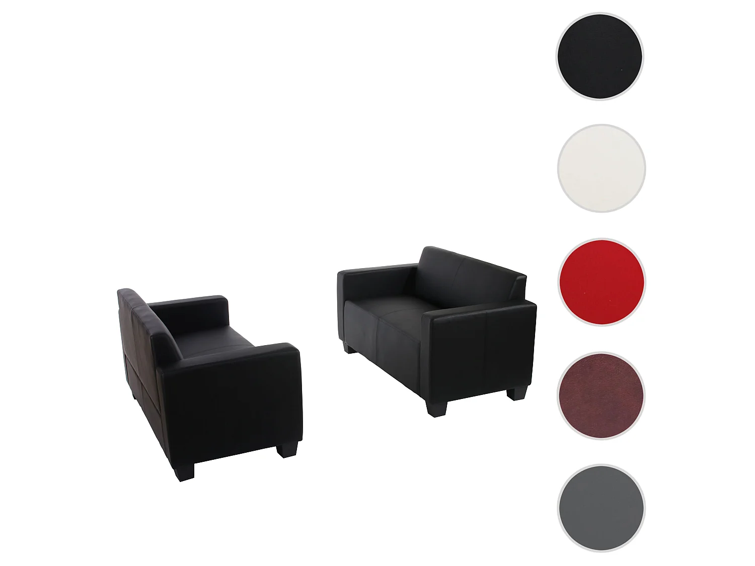 Sofa-Garnitur Moncalieri (2er-Set), Schwarz