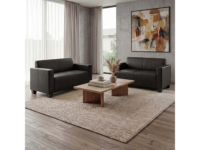Sofa-Garnitur Moncalieri (2er-Set), Schwarz