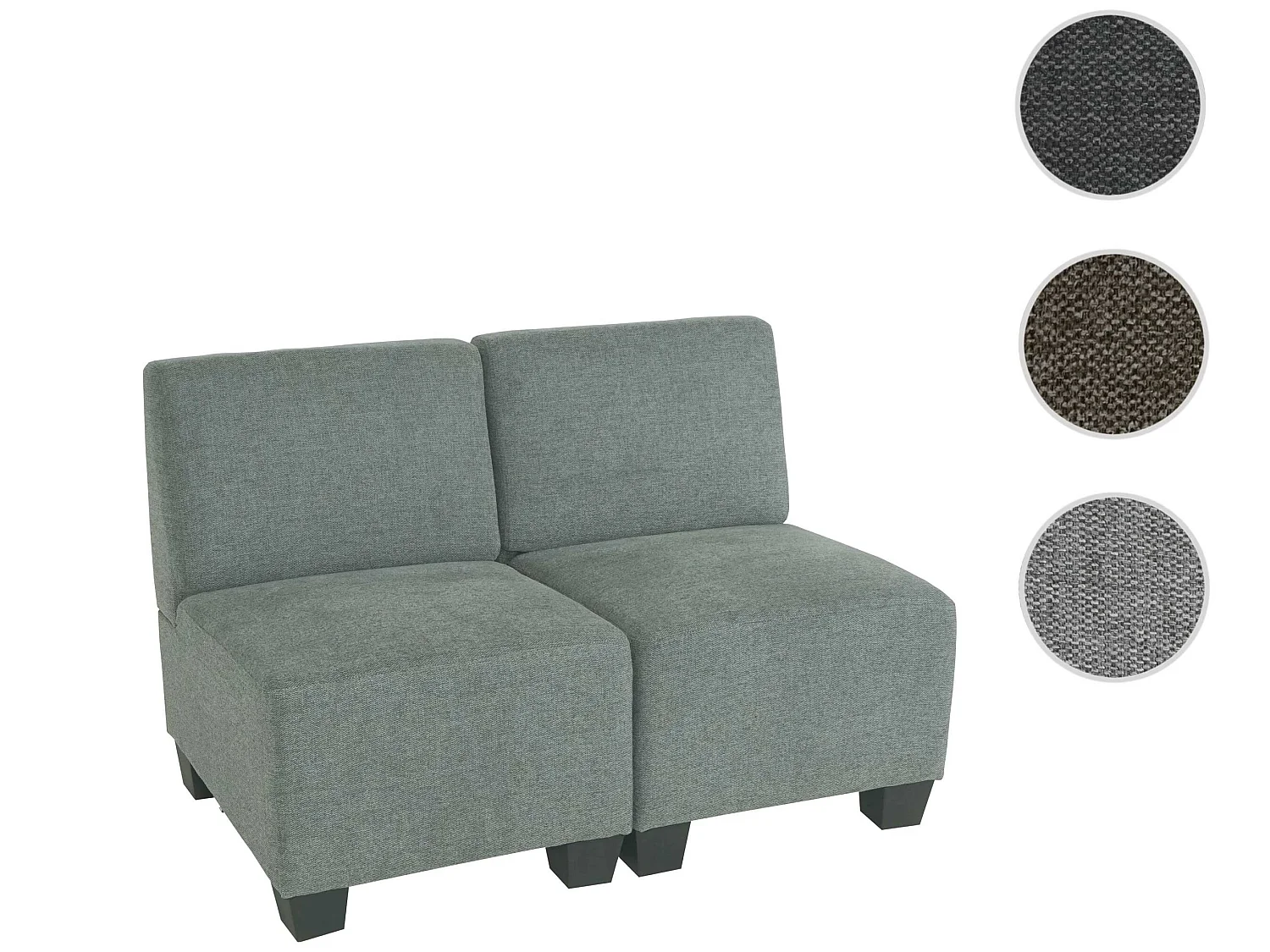 Modulaire 2-zitsbank Moncalieri,  grijs, zonder armleuningen