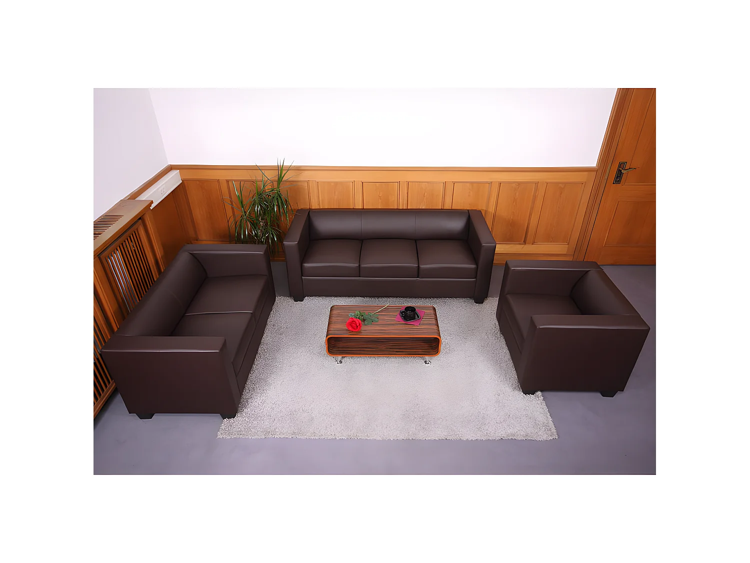 Divano sofa 2 posti lounge moderno elegante serie Lille M65 75x137x70cm ecopelle marrone