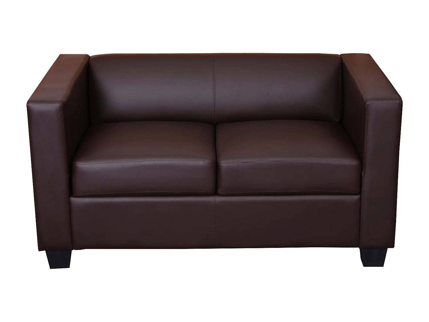 Sofa dwuosobowa Lille,  sztuczna skóra, kolor kawowy