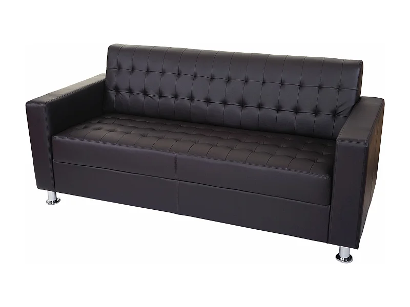 Divano a 3 posti da salotto club elegante Kunda design moderno ecopelle marrone