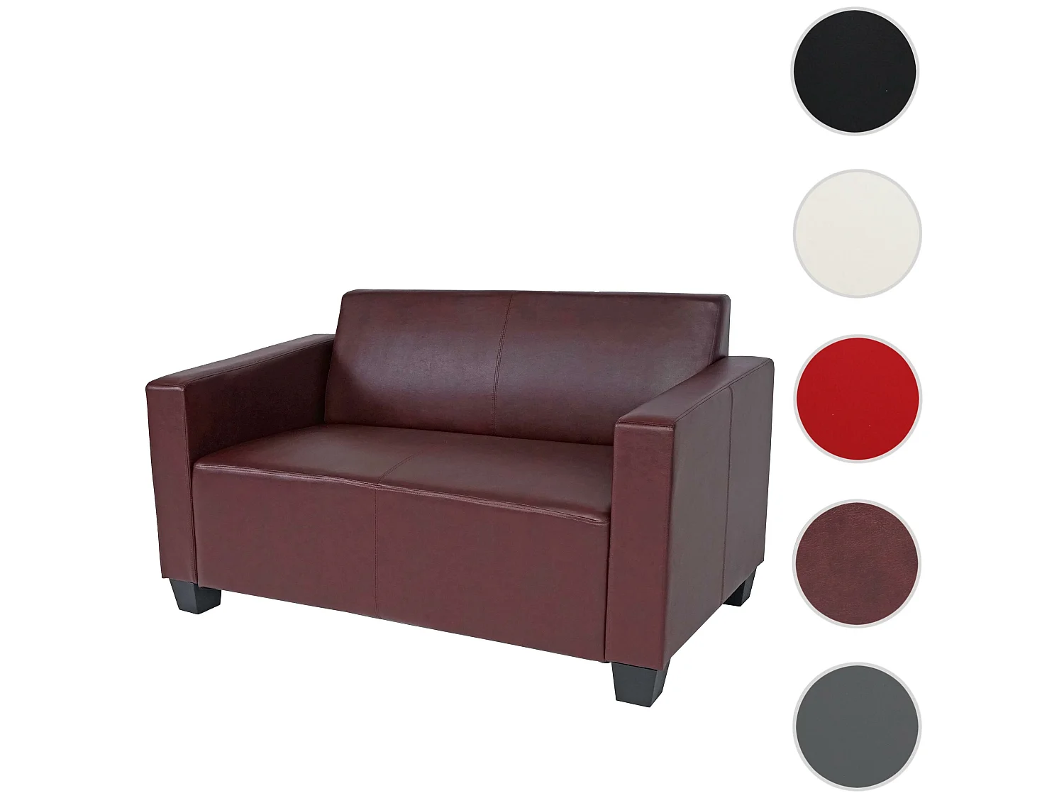 Canapé 2 places Moncalieri,  rouge-brun