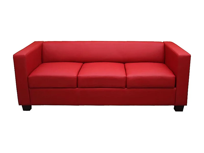 Divano sofa 3 posti lounge moderno elegante serie Lille M65 75x191x70cm ecopelle rosso