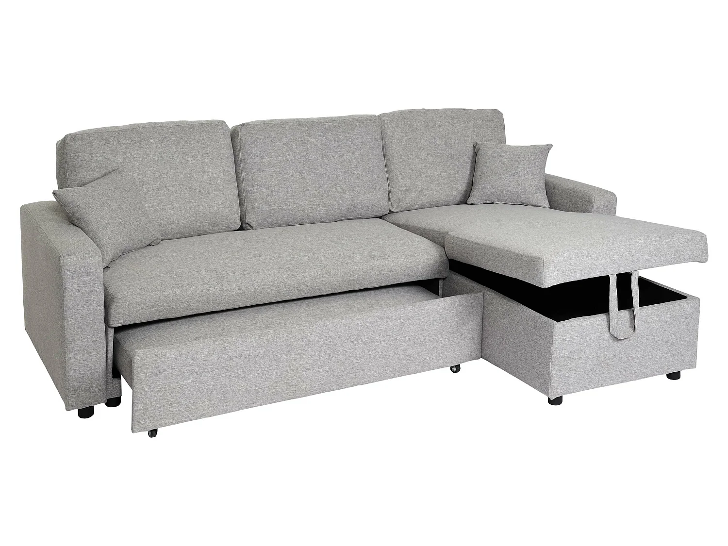 Ecksofa mit Bettkasten MCW-L17, Grau