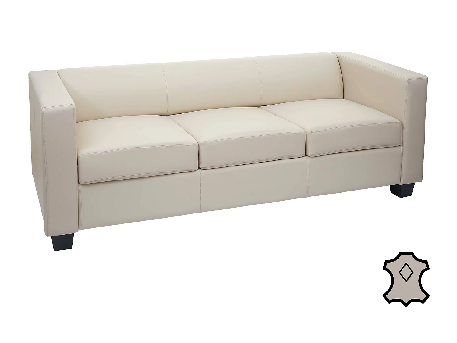 3er Sofa Lille, Leder, creme