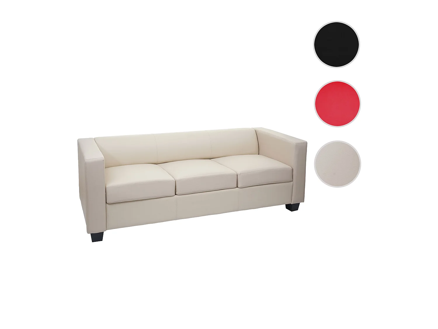 3er Sofa Lille, Leder, creme