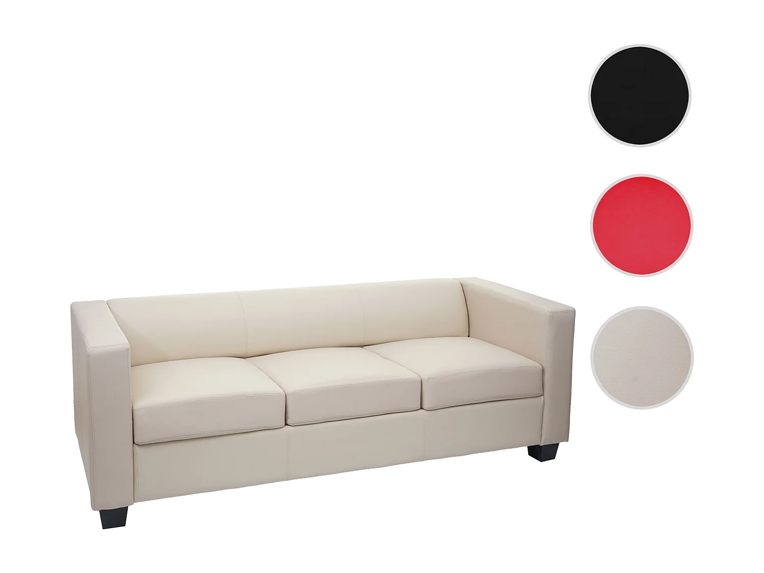 3er Sofa Lille, Leder, creme