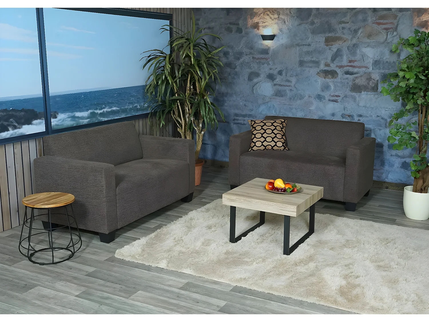 Moncalieri bankstel (set van 2),  bruin