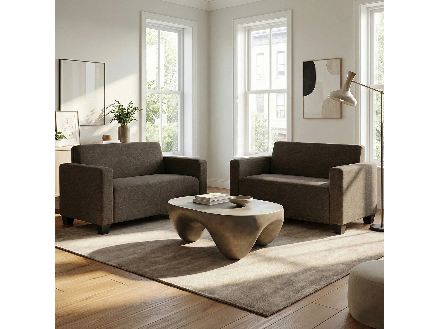 Sofa-Garnitur Moncalieri (2er-Set), Braun