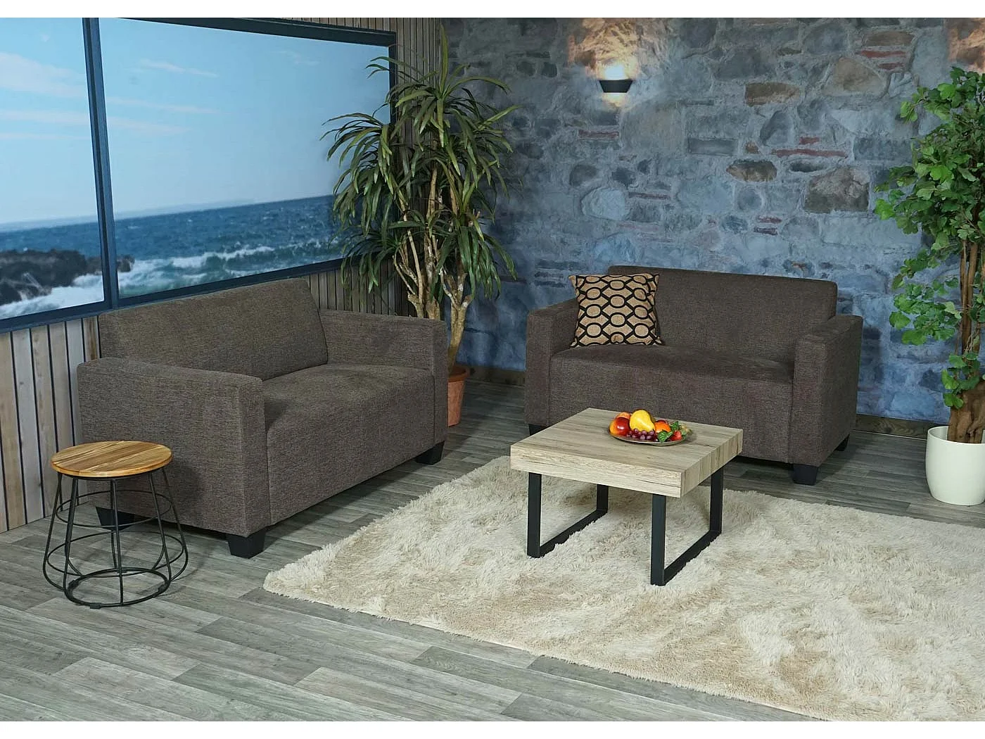 Sofa-Garnitur Moncalieri (2er-Set), Braun