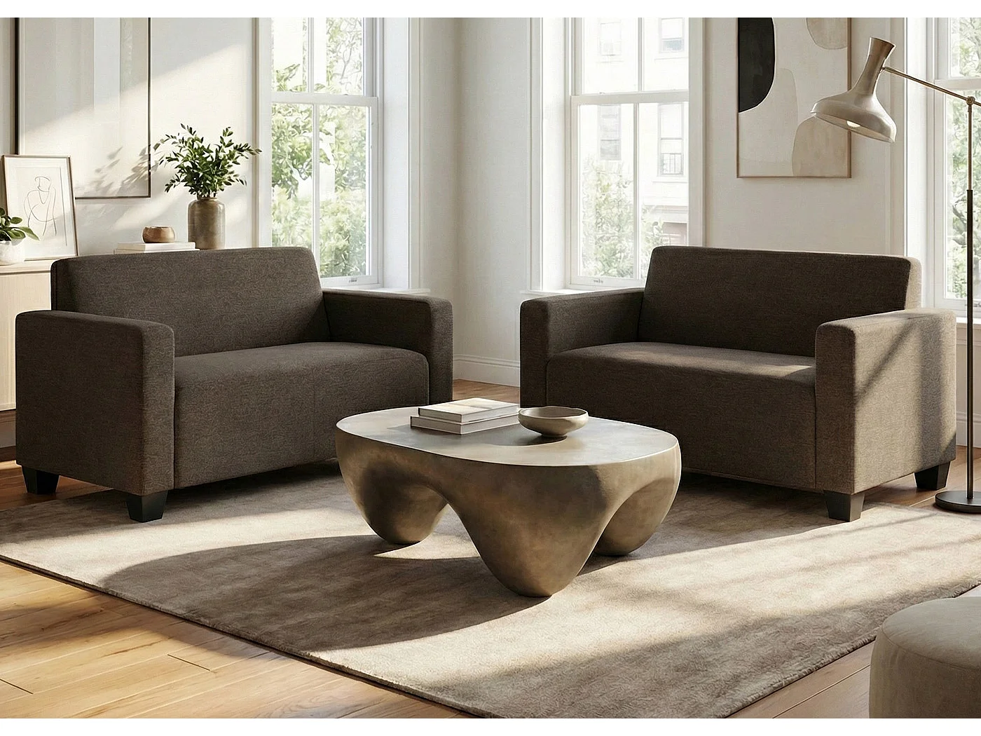 Sofa-Garnitur Moncalieri (2er-Set), Braun