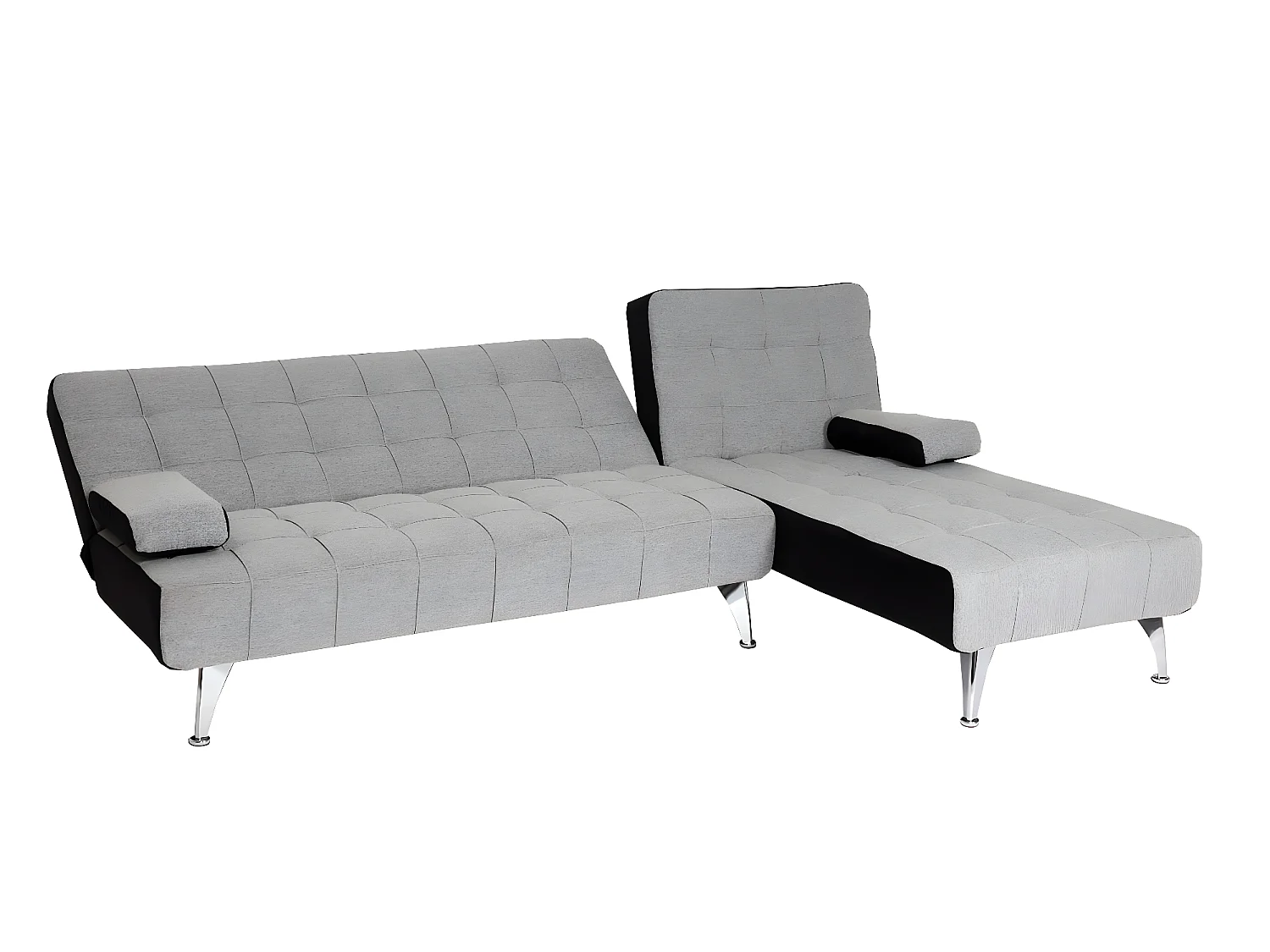 Sofa rozkładana MCW-K22,  tkanina/tekstylia jasnoszary, czarny