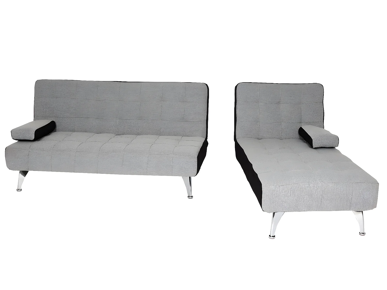 Sofa rozkładana MCW-K22,  tkanina/tekstylia jasnoszary, czarny