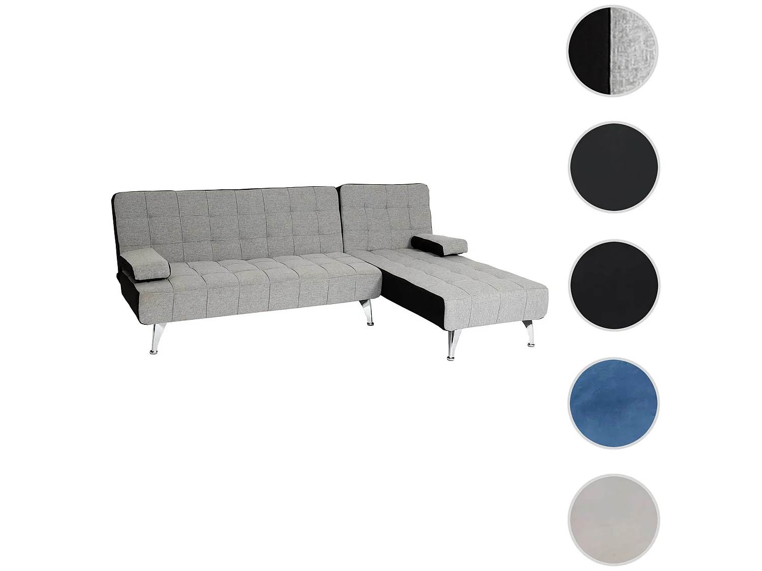 Sofa rozkładana MCW-K22,  tkanina/tekstylia jasnoszary, czarny