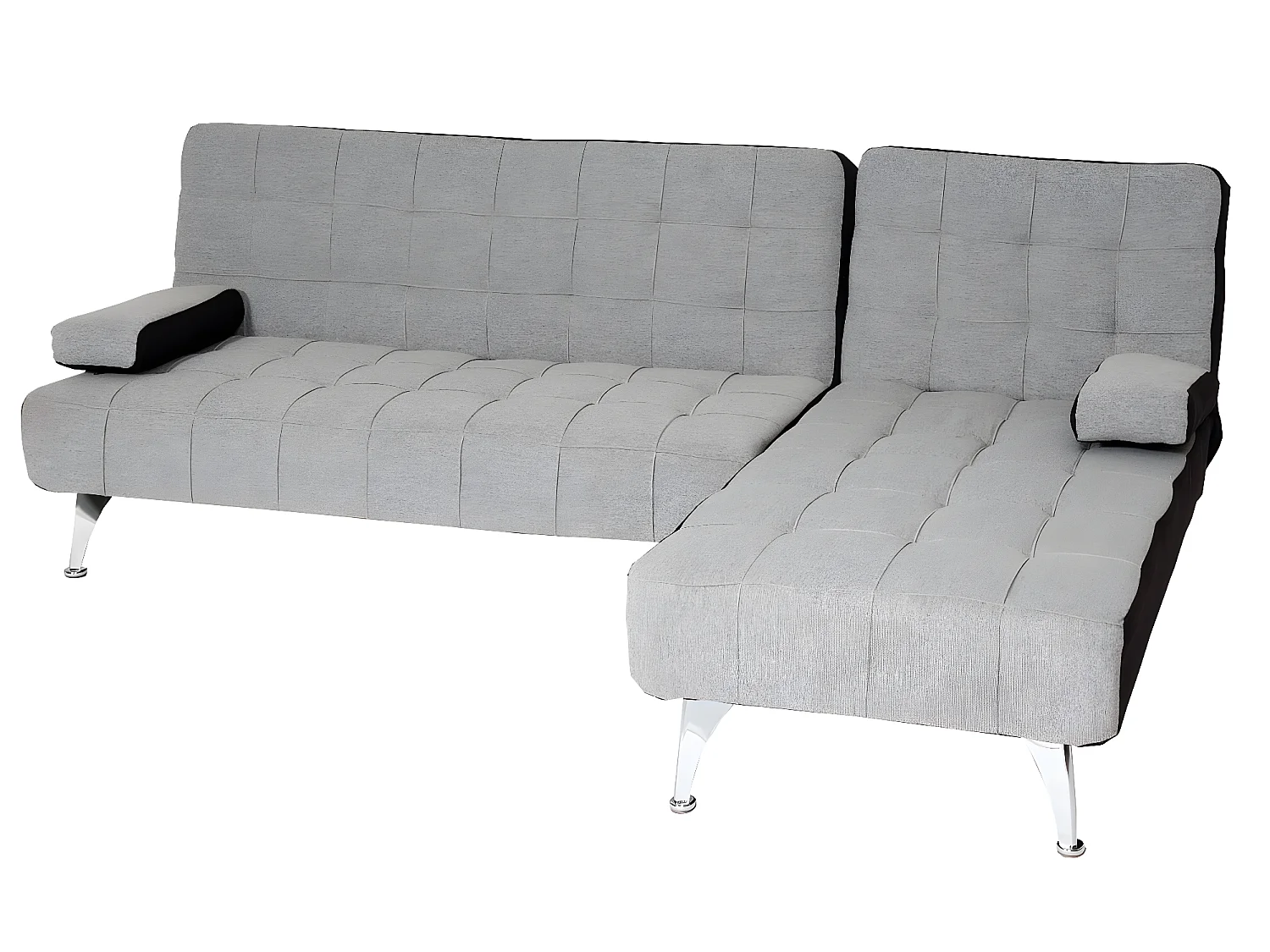 Sofá-cama MCW-K22,  tecido/têxtil cinzento claro, preto