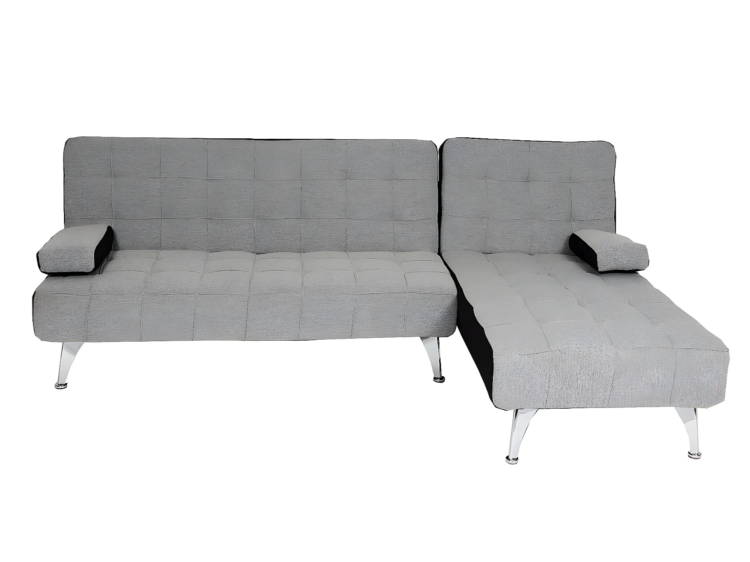 Sofá-cama MCW-K22,  tecido/têxtil cinzento claro, preto